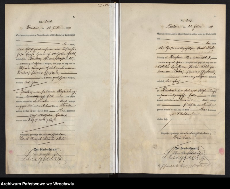 image.from.unit.number "Geburts-Haupt-Register Breslau I 1909 Band 6"