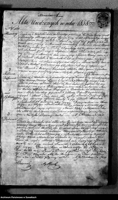 image.from.unit.number "Duplikat Aktów Urodzonych, Zaślubionych i Zmarłych Parafii Rzymsko-Katolickiej Kaletnik z roku 1856."