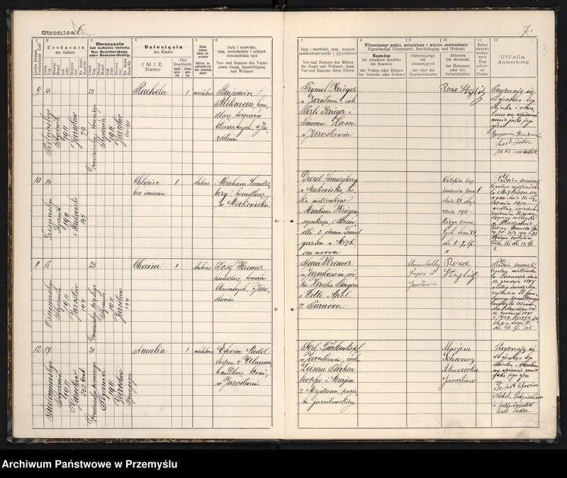 image.from.unit.number "Księga urodzin izr[aelickiego] Urzędu metrykalnego w Jarosławiu 1911"