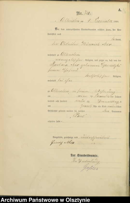 image.from.unit.number "Geburts-Haupt-Register Tom III,Nr 696 - 775"