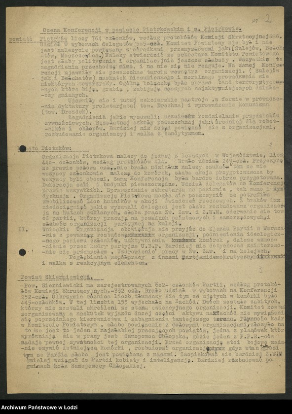 Obraz 3 z jednostki "Oceny [przebiegu oraz nadesłanych materiałów sprawozdawczych z] konferencji powiatowych [i miejskich]"