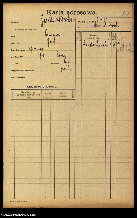 Obraz 19 z jednostki "[Spis ludności Łodzi] Gadułka - Gajewski"