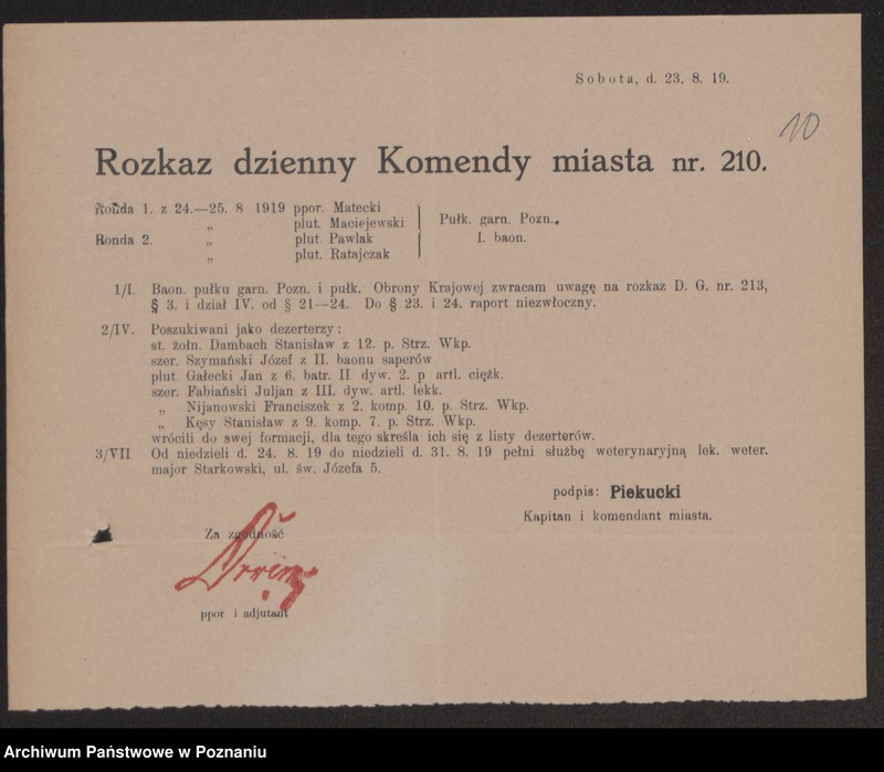 Obraz 12 z jednostki "/Rozkazy Komendy Miasta Poznania/, nr 201-339."