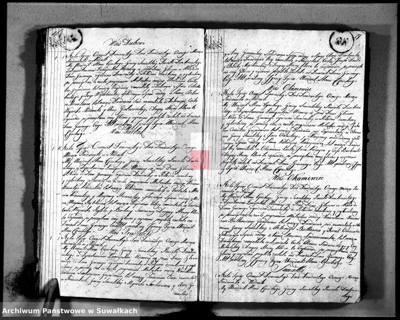 image.from.unit.number "Księga aktu ślubnego gminy suwalskiey, powiatu dąbrowskiego, departamentu łomżyńskiego od dnia 1-go maja 1812 do pierwszego maja 1813 roku"