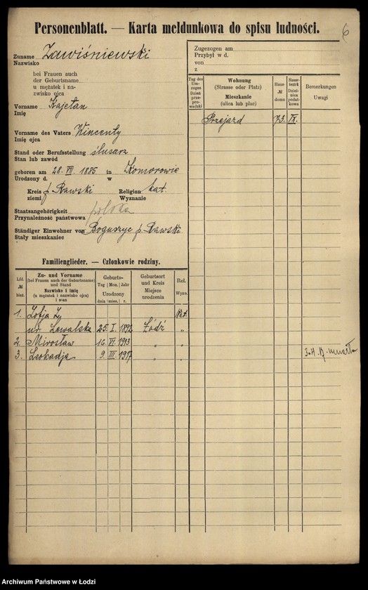 Obraz 8 z jednostki "[Spis ludności Łodzi] Zawisłowski - Zdunek"