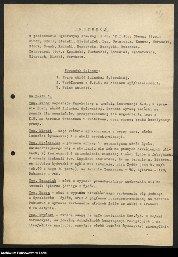 Obraz 14 z jednostki "Egzekutywa [protokóły z posiedzeń]"