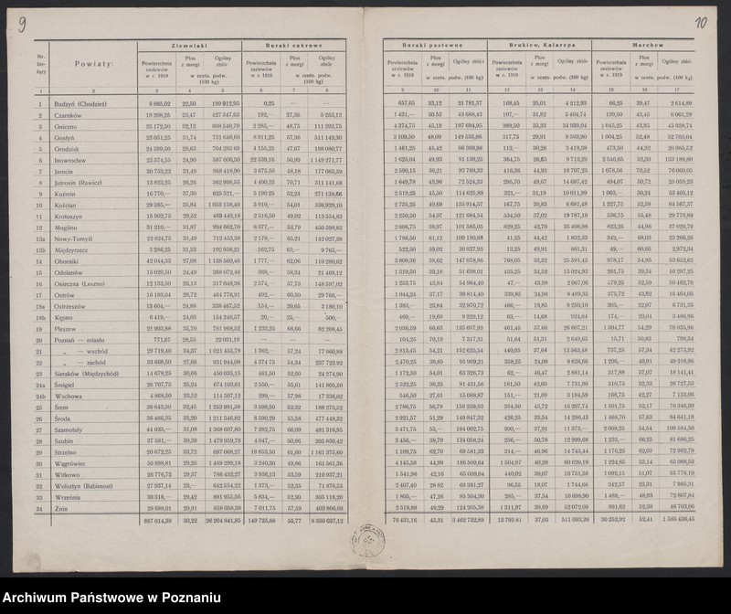 Obraz 9 z jednostki "[Wyniki stwierdzenia powierzchni zasiewów w Księstwie Pomorskim w czerwcu 1919 roku, wyniki oszacowania plonów roślin okopowych w 1919 roku i wyniki spisu żywego inwentarza 15 XII 1919 roku]"