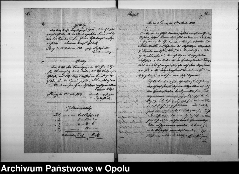 Obraz 14 z jednostki "Acta des Magistrats zu Oppeln betreffend die Anforderung des Magistrats zu Brieg wegen der Cur-Kosten des mit der Krätze angeblich behafteten Schneidergesellen Joseph Bauer aus Dittmaringen in Baiern im Betrage von 7 rtl. 11 pfg."