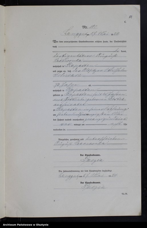 Obraz 13 z jednostki "Sterbe-Neben-Register Nr 1 - 22"