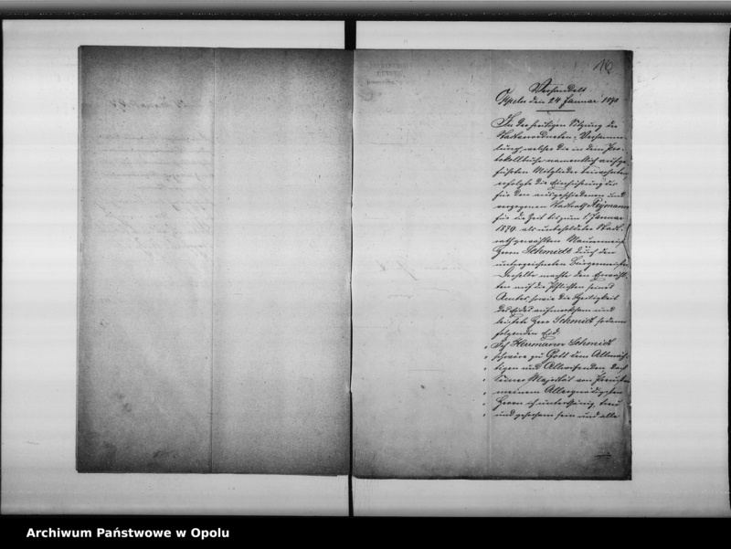 Obraz 20 z jednostki "Acta des Magistrats zu Oppeln betreffend die Wahl des Maurermeister H. Schmidt als Magistrats-Mitglied"