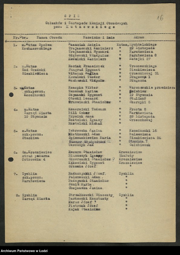 Obraz 17 z jednostki "Wybory do Sejmu okręg VIII Kutno - sprawozdania [z akcji wyborczej, wykazy uprawnionych do głosowania, składy Obwodowych Komisji Wyborczych]"