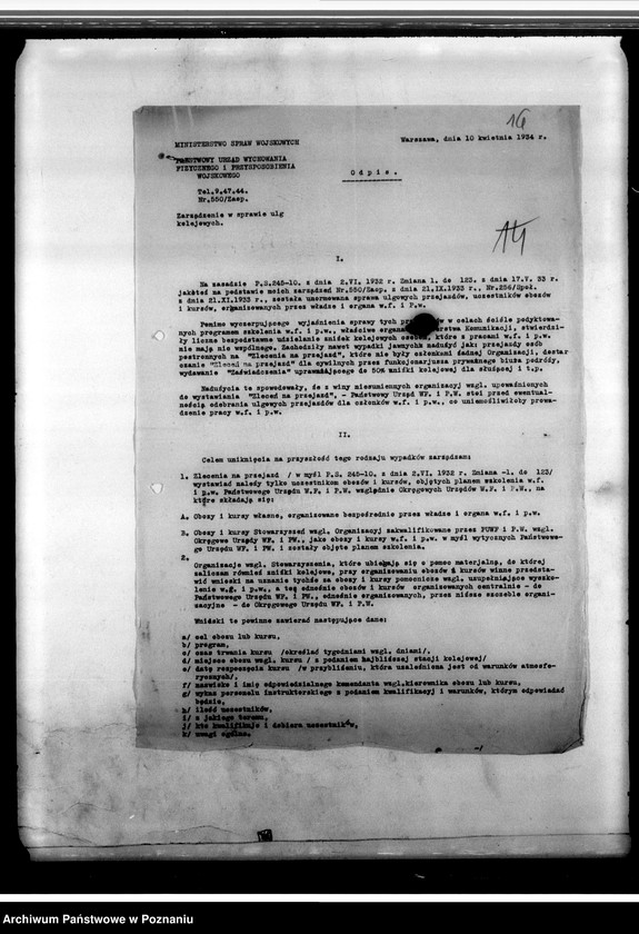 Obraz 20 z jednostki "Korespondencja Związku-rozkazy wykonawcze, wytyczne do pracy Związku Rezerwistów, zarządzenia w sprawie ulg kolejowych, sprawy personalne, sprawozdania z działalności"