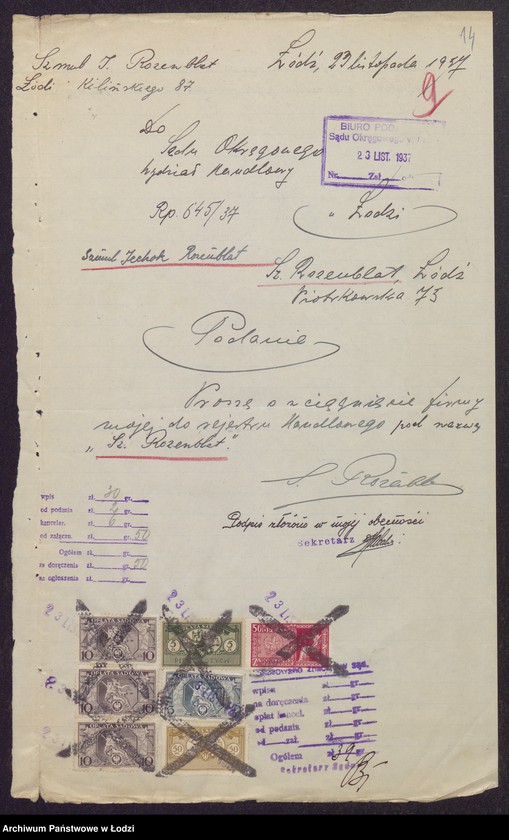 Obraz 16 z jednostki "Samuel Icchok Rozenblat- wyrób i sprzedaż manufaktury półwełnianej"