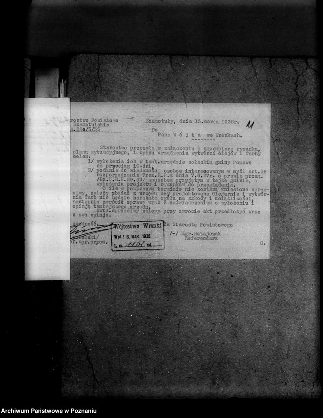 Obraz 15 z jednostki "Zatwierdzenie zakładu przemysłowego /olejarni, fabryk farb i pokostów/ J. Zabilskiego w Popowie powiat szamotulski"