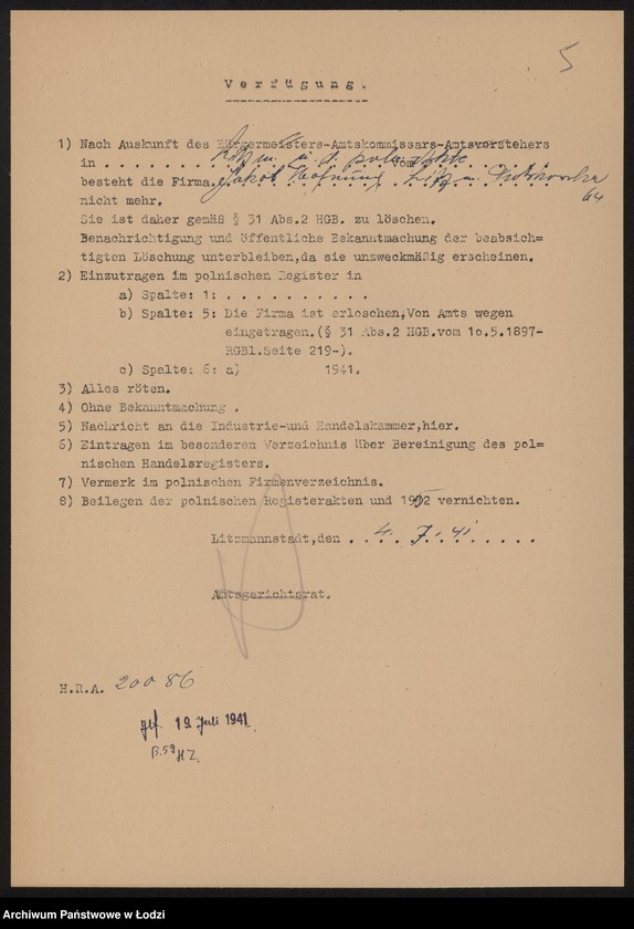 Obraz 7 z jednostki "Jakób Hoffnung- hurtowa sprzedaż komisowa przędzy bawełnianej"