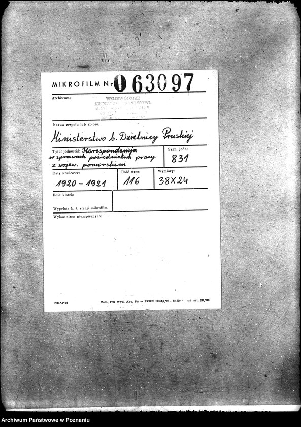 Obraz 2 z jednostki "Korespondencja w sprawach pośrednictwa pracy z wojew. pomorskim"