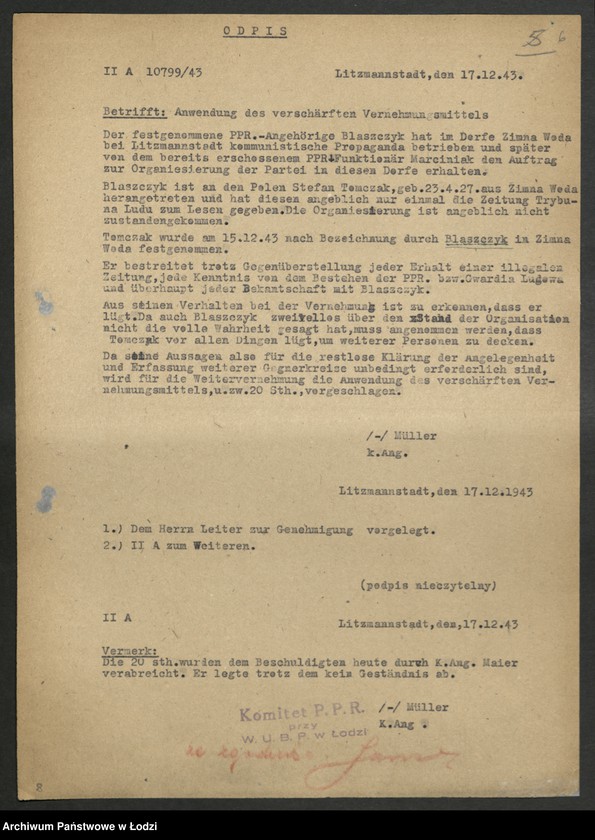 Obraz 7 z jednostki "Akta dotyczące spraw członków partii od A do C"