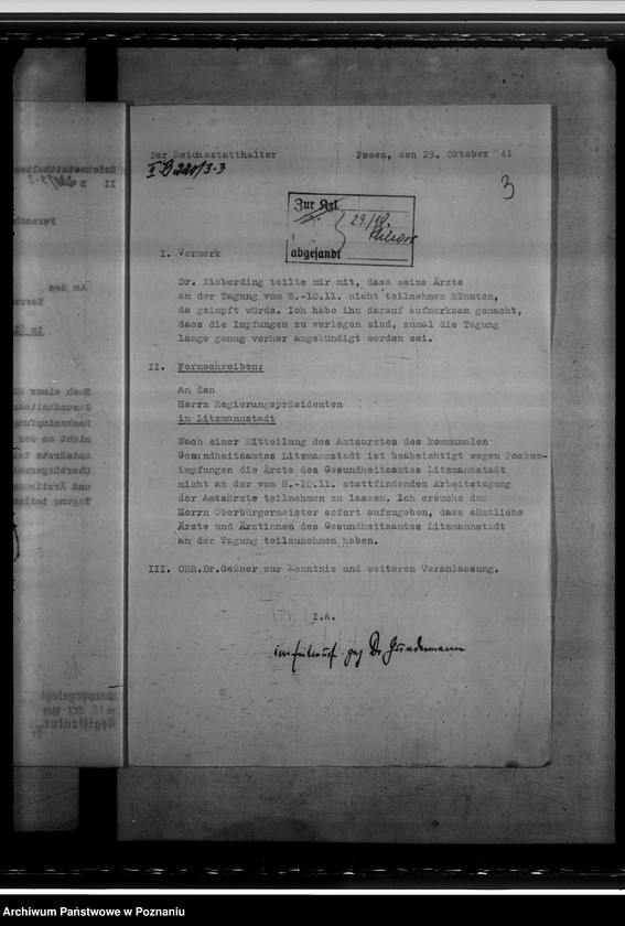 Obraz 8 z jednostki "Amtsarzttagung 8 - 10.11.1941 in Posen. Arbeitsübersicht der Gesundheitsämter"