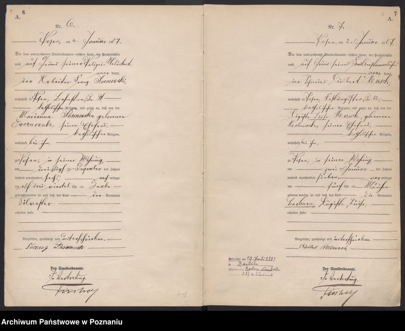 Obraz 6 z jednostki "Księga miejscowa urodzeń tom I [Rejestr główny urodzeń]"