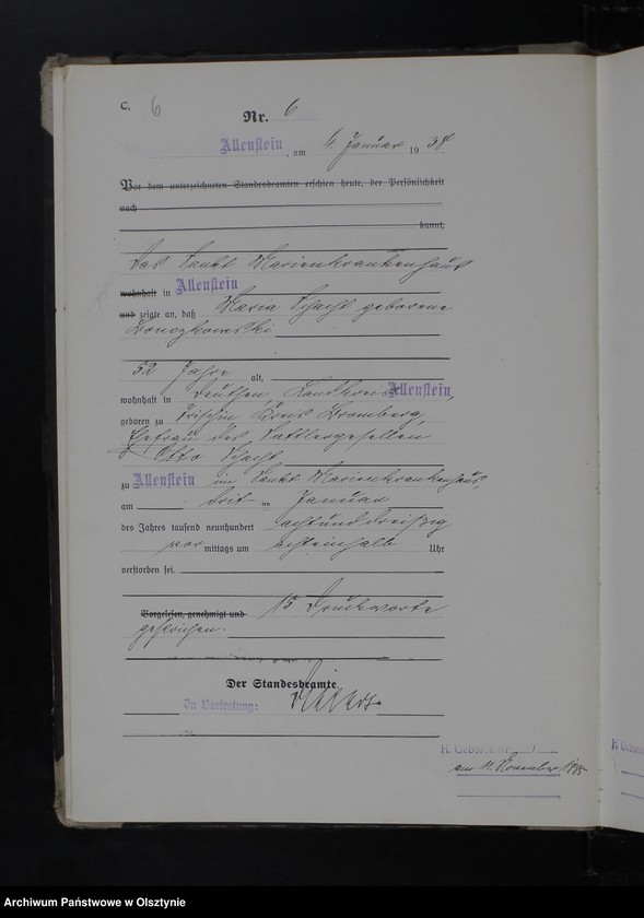 image.from.unit.number "Sterbe-Haupt-Register Tom I, Nr 1-381"