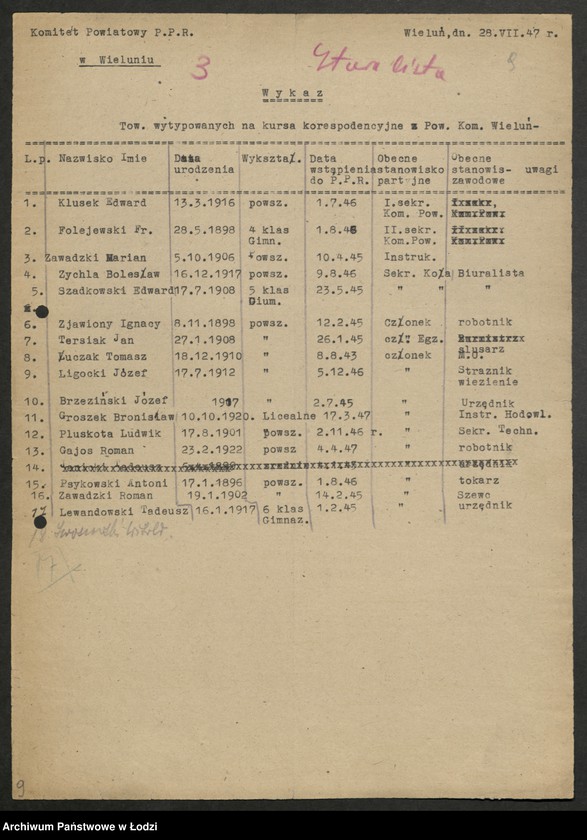 Obraz 10 z jednostki "Wykazy uczestników kursów korespondencyjnych [i dokształcających]"
