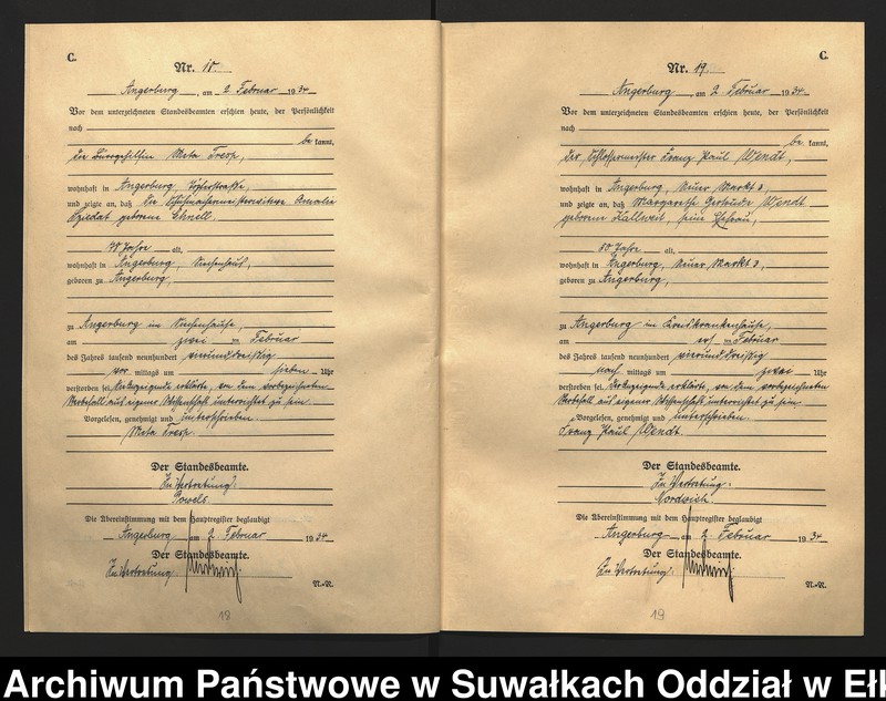 image.from.unit.number "C2. Sterbe - Register (Neben - Register) Standesamt Angerburg Ostpr. einschl. der Standesamtsbezirk Gross Strengeln, Kehlen und Prinowen"