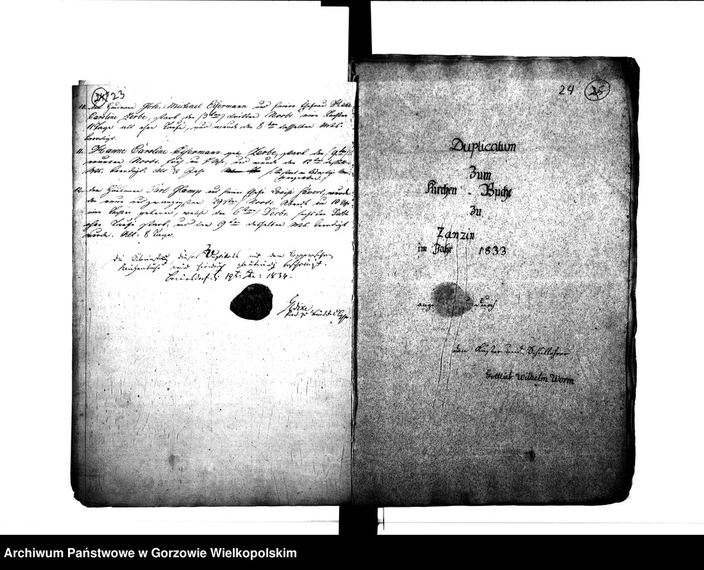 image.from.unit.number "Duplikate der Kirchenbücher von der Parochie Beyersdorf: Beyersdorf (Baczyna), Zanzin (Santocko), Loppow (Łupowo), Neuendorf (Chróścik)"