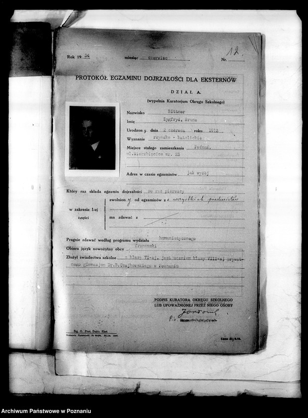 Obraz 16 z jednostki "Prywatne Gimnazjum Czajkowskiego- Poznań [protokół egzaminu dojrzałości]"