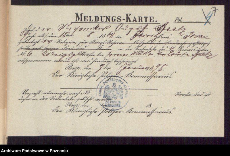 Obraz 9 z jednostki "Die von den Verlobten beigebrachten Urkunden zur Eheschliessung pro 1898"