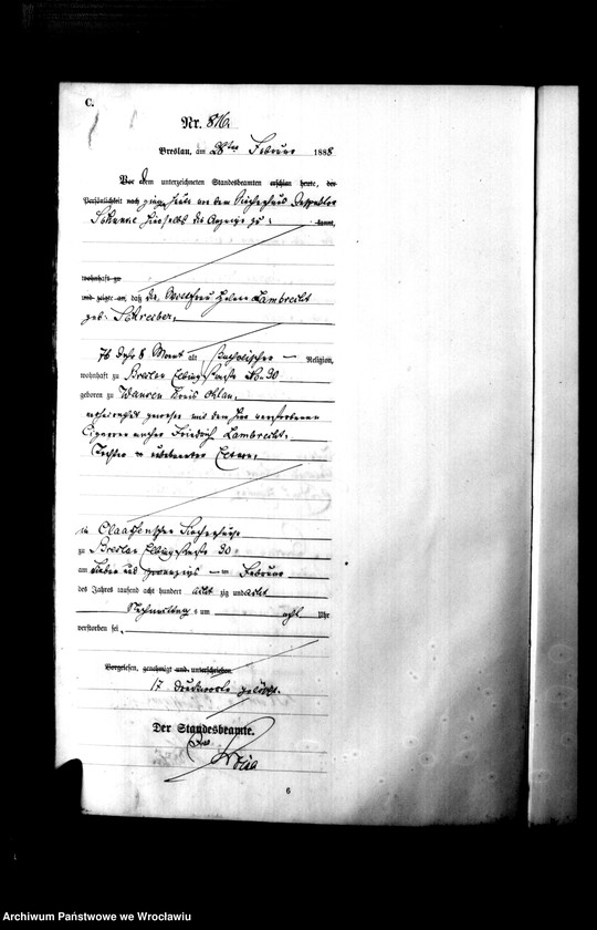 image.from.unit.number "Sterbe-Haupt-Register Breslau I 1888 Band 3"