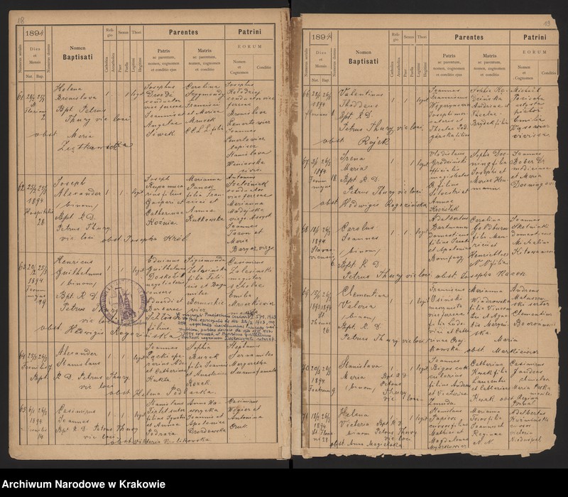 Obraz 13 z jednostki "Wtoropisy Ksiąg urodzonych par. N. P. Marii z lat 1890-1894"