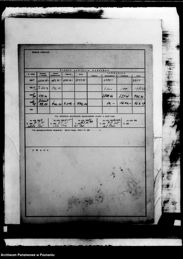 Obraz 12 z jednostki "/Kartoteka zakładów opiekuńczych/ dane z 1933-37"