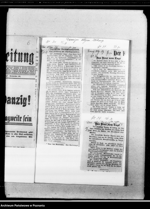 Obraz 13 z jednostki "Sprawa granic niepodległej Polski [wycinki prasowe z gazety "Danziger Allgemeine Zeitung"]"