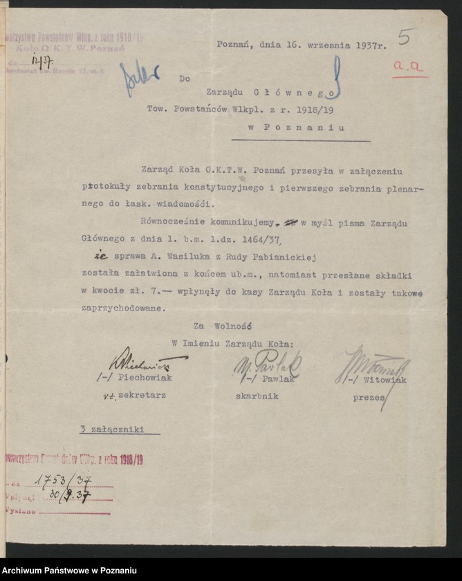 Obraz 8 z jednostki "Koło Obwodowej Komendy Transportu Wojskowego - Poznań korespondencja [Obwodowa Komenda Transportów Wojskowych]"