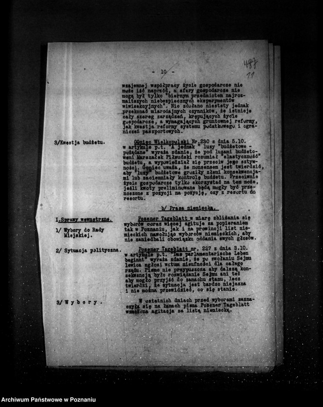 Obraz 15 z jednostki "Sprawozdania sytuacyjne za miesiąc październik 1929 /nr 31-32-33/"