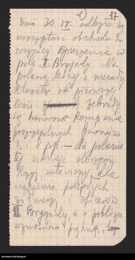 image.from.unit.number "Działalność wojskowo-polityczna Władysława Sikorskiego w czasie I wojny światowej w Naczelnym Komitecie Narodowym, Polskim Korpusie Posiłkowym, wśród internowanych wojskowych polskich na Węgrzech oraz w Galicji. Protokół, pokwitowanie, teksty wierszy i piosenek, korespondencja."