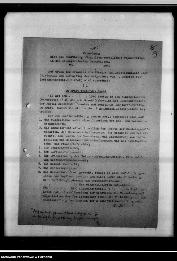 Obraz 13 z jednostki "Einführung des deutschen Rechts im Wartheland."