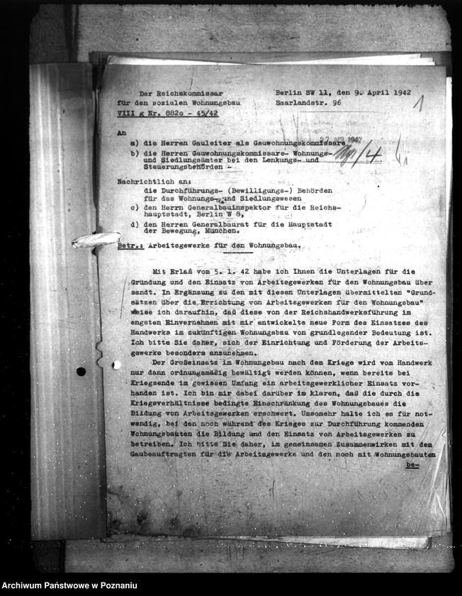 Obraz 5 z jednostki "Arbeitsgewerke (zarządzenia, wzory druków)"