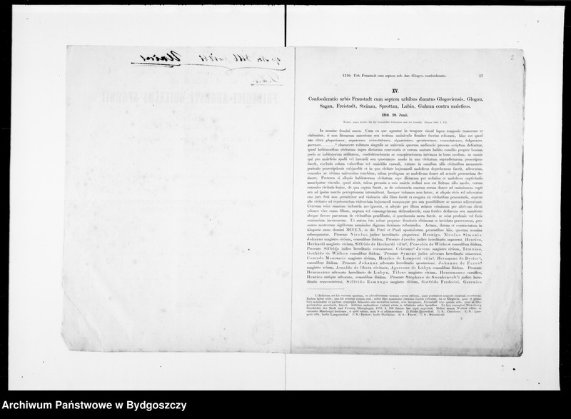 image.from.unit.number "Lateinische Urkunden Posener Städte. Hersg. von Heinrich Wuttke [1310-1425] - Memoriam Friderici Augusti Guilebmi Spotonii professoris olim lipsiensis Oratione de Gordianis Imperatoribus Romanis ab Aemilio Müllero pf. dr A.L.M habende die XXI M. Januarii A. 1861 ... Heinrich Wuttkie Specimen II Codicis Diplomatici Urbium Magni Ducatus Posnaniensie"