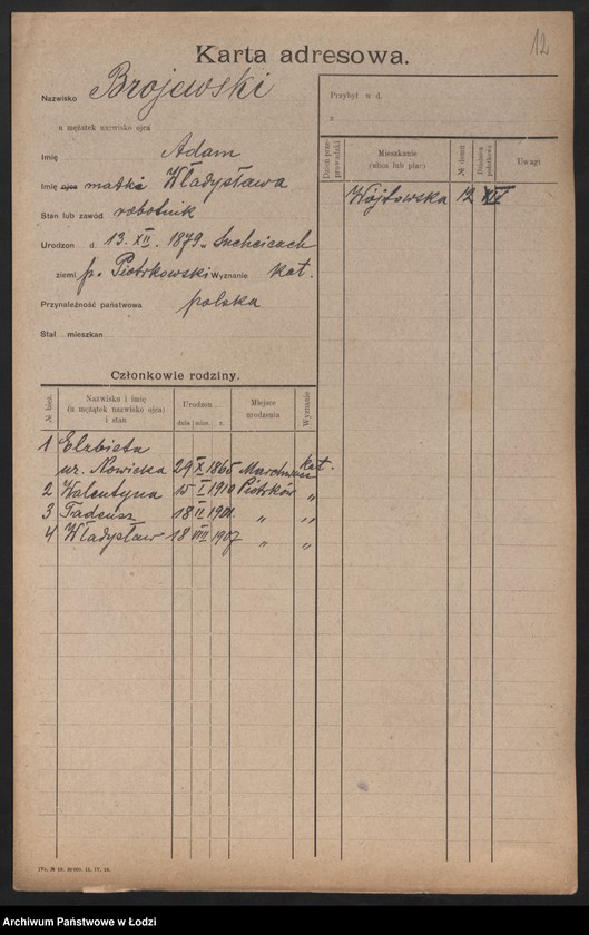 Obraz 14 z jednostki "[Spis ludności Łodzi] Broiński - Brot"