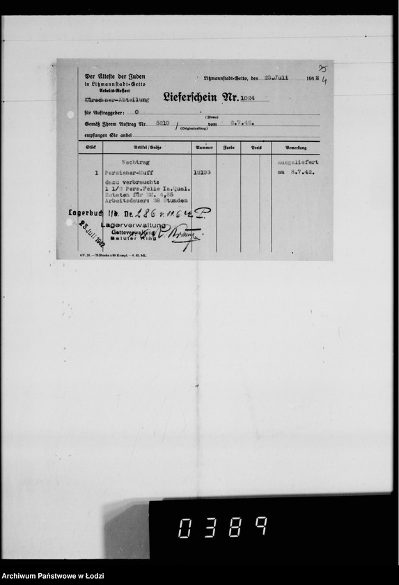 Obraz 8 z jednostki "Kürschnerei. [Zamówienia, rachunki i świadectwa dostaw]"