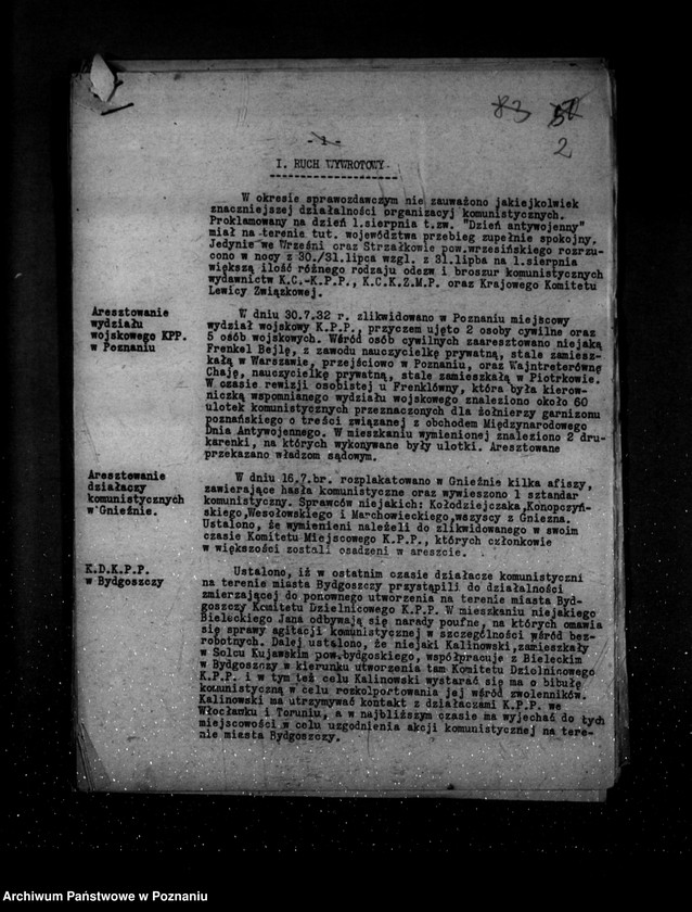 Obraz 6 z jednostki "Sprawozdania okresowe ze stanu bezpieczeństwa za miesiące lipiec-grudzień 1932 r. /nr 7-12/"