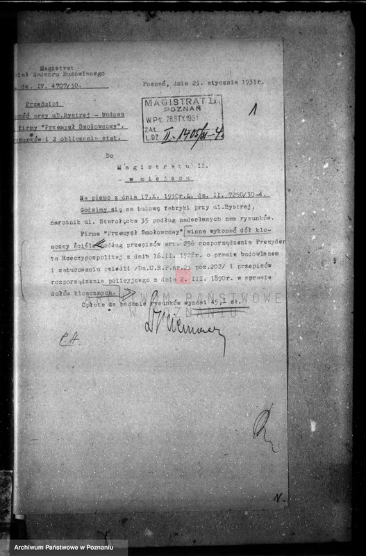 Obraz 5 z jednostki "Zatwierdzenie zakładu przemysłowego /firmy przemysłu smołowego/ Spółka z o.o. dawniej Lindenberg Poznań nr woj. 556"