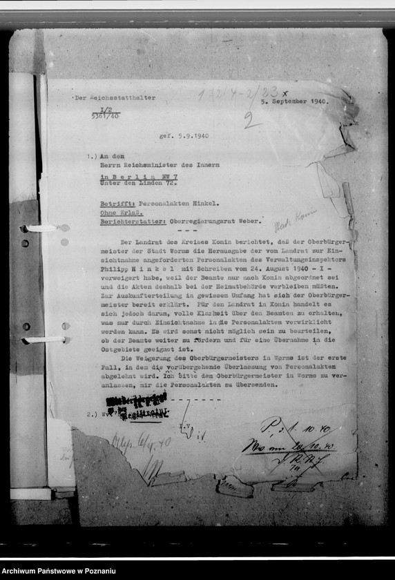 Obraz 6 z jednostki "Hinkel, Philipp, Amtskommisar, Konin"