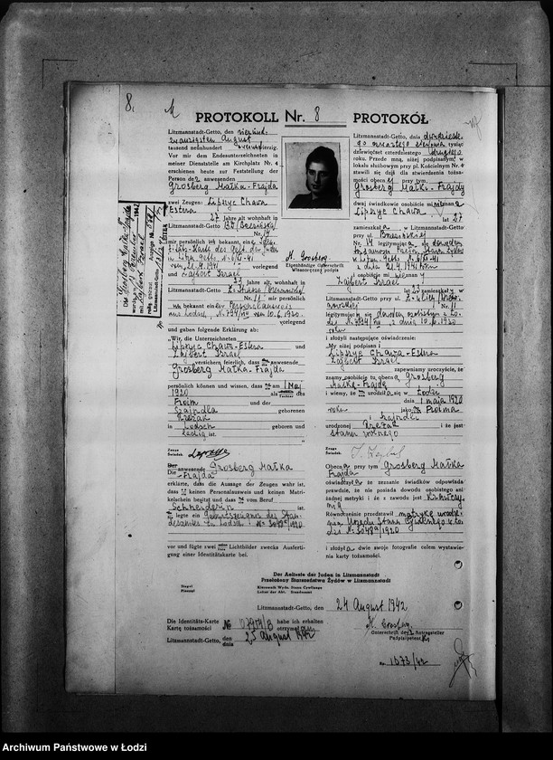 Obraz 11 z jednostki "[Protokoły stwierdzające na podstawie zeznań 2 świadków personalia i tożsamość osób ubiegających się o kartę tożsamości]"