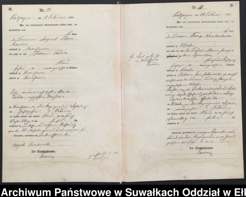 Obraz 12 z jednostki "Sterbe-Haupt-Register des Königlichen Preussischen Standes-Amtes Belzonzen Kreis Johannisburg"