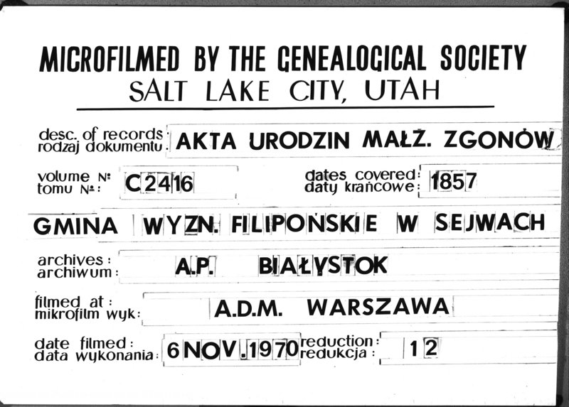 image.from.unit.number "Duplikat Akt Urodzonych, zmarłych i zaślubionych Filiponów w Gminie Sejwy Roku 1857"