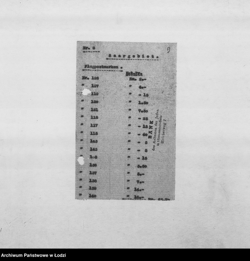 Obraz 12 z jednostki "Banken [Korespondencja PSŻ z GV i bankami niemieckimi w sprawie przekazów pieniężnych dla wsiedlonych do getta Żydów z Rzeszy]"