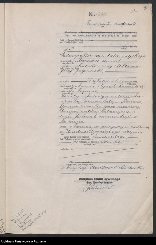 Obraz 11 z jednostki "Księga miejscowa zgonów tom IV [Rejestr główny zgonów]"