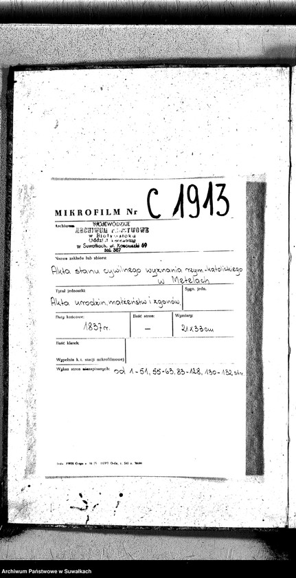 image.from.unit.number "Księga Duplikat zwana Aktów Cywilnych Urodzenia, Małżeństw i Zeyscia z R-u 1837 Parafii Metelskiey"